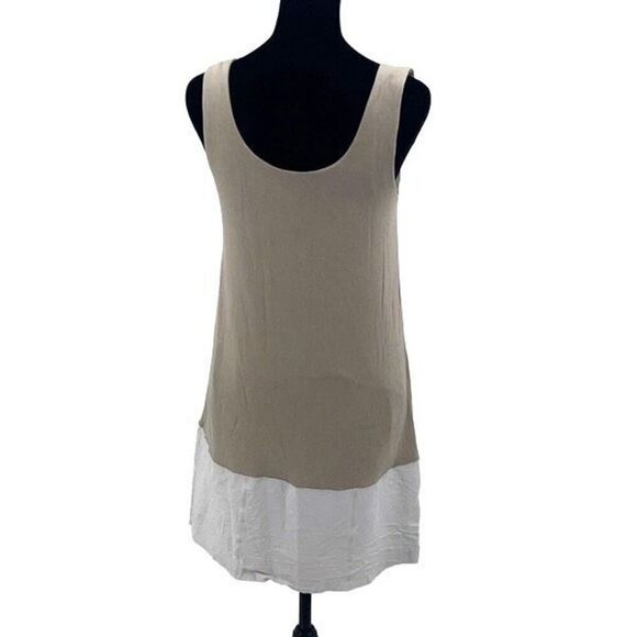 Bailey 44 Womens Sleeveless Leather Bottom Colorblock Horizon Dress Taupe Medium - Picture 4 of 8